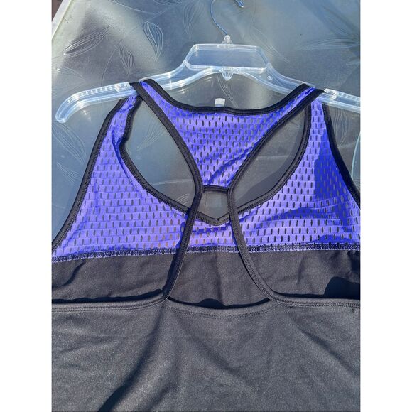 MTA Sport Women's Plus Size 2X Black Athletic Tank Top Purple Mesh Open Back - Picture 7 of 9